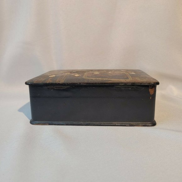 Japanese Antique Papier Mache Lacquer Painted Trinket Box Meiji Period 19th Cent - Picture 9 of 10